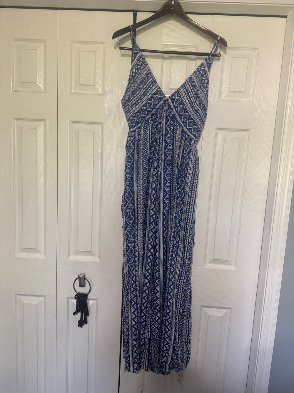 NWT Cupshe blue, white beach, swimsuit, cover-up tie back pant romper